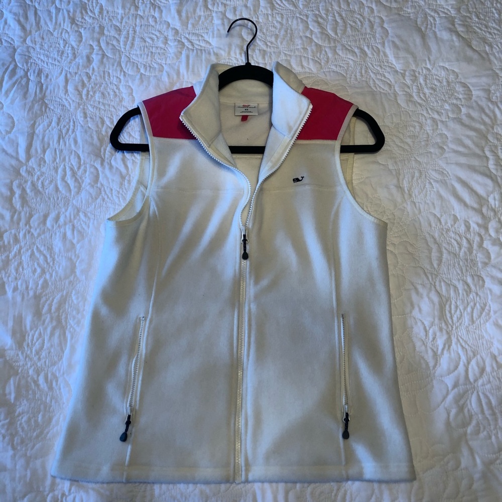 Vineyard Vines Pink and White Fleece Vest XS